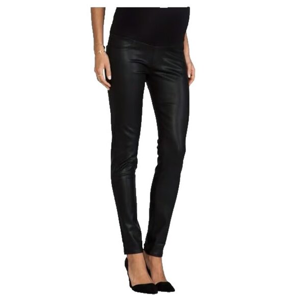 NWT Paige Denim Verdugo Ultra Skinny in Black Coated Stretch Maternity Jeans 34 - Picture 1 of 10